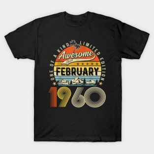 Awesome Since February 1960 Vintage 63rd Birthday T-Shirt